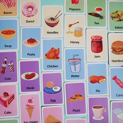 Kép valamiből 36 darabos angol nyelvű oktatókártya készlet -  ételek és italok