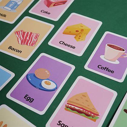 Kép valamiből 36 darabos angol nyelvű oktatókártya készlet -  ételek és italok