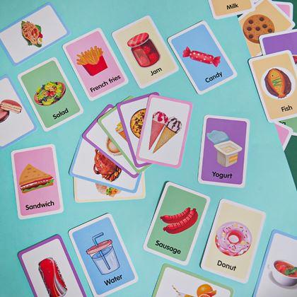 Kép valamiből 36 darabos angol nyelvű oktatókártya készlet -  ételek és italok