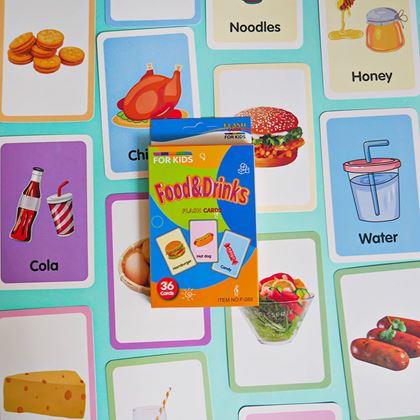 Kép valamiből 36 darabos angol nyelvű oktatókártya készlet -  ételek és italok