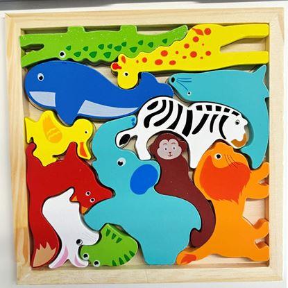 Kép Fa puzzle – állatfigurák