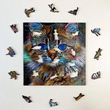 Kép valamiből Fa Macskás Puzzle  - cirmos macska