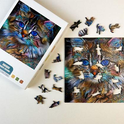 Kép valamiből Fa Macskás Puzzle  - cirmos macska