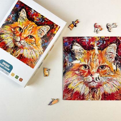 Kép valamiből Fa Macskás Puzzle  - vörös macska