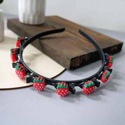 Kép valamiből Gyermek fejpánt klipekkel  - eperkék