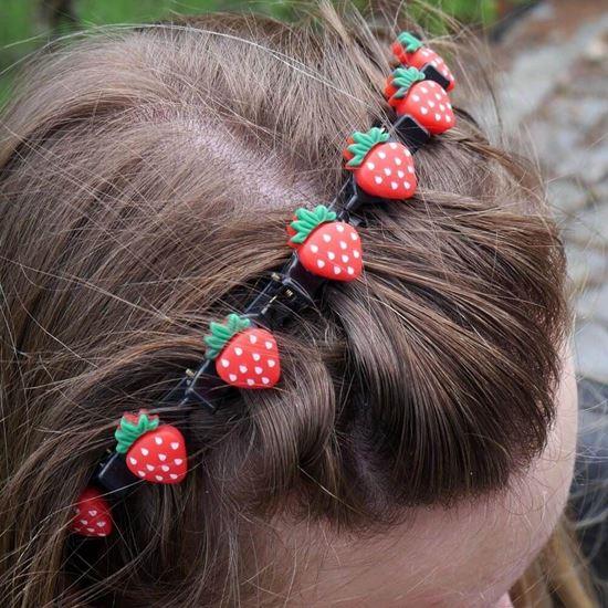 Kép valamiből Gyermek fejpánt klipekkel  - eperkék