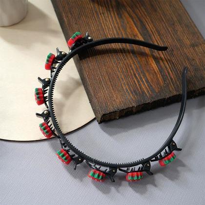 Kép valamiből Gyermek fejpánt klipekkel  - eperkék