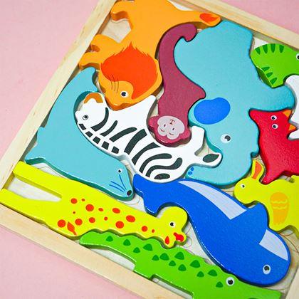 Kép valamiből Fa puzzle – állatfigurák