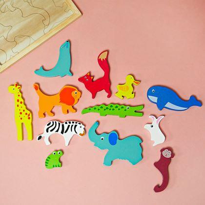 Kép valamiből Fa puzzle – állatfigurák