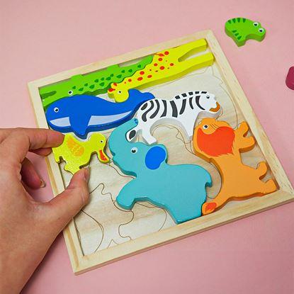 Kép Fa puzzle – állatfigurák