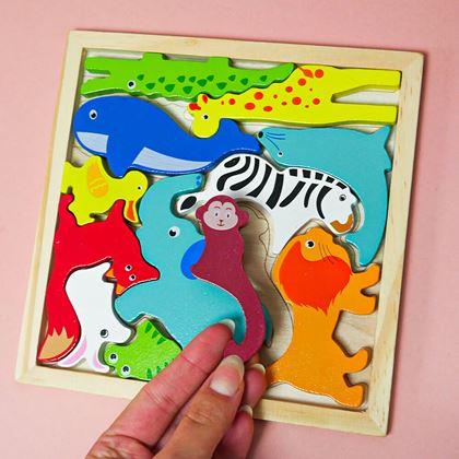 Kép valamiből Fa puzzle – állatfigurák