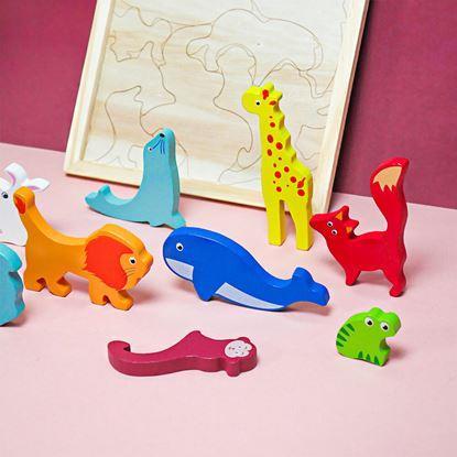 Kép Fa puzzle – állatfigurák