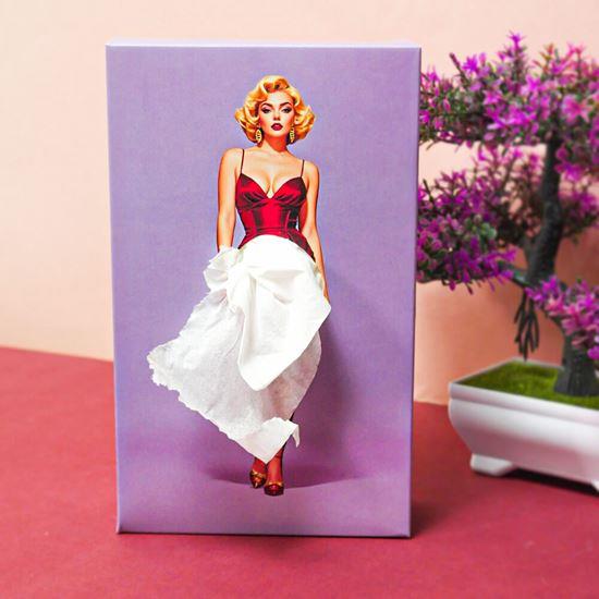 Kép valamiből Papírzsebkendők dobozban - hölgy ruhában