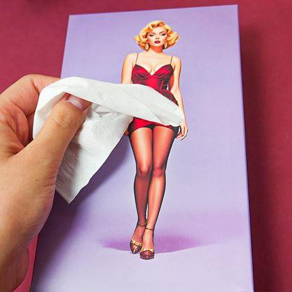 Kép valamiből Papírzsebkendők dobozban - hölgy ruhában