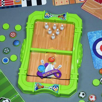 Kép valamiből 6 az 1-ben sport asztali játék készlet – foci, kosárlabda, curling, versenyek, teke, bowling