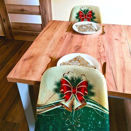 Kép valamiből Karácsonyi motívumú székborítás  - zöld-arany karácsonyi elegancia