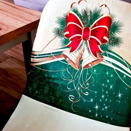 Kép valamiből Karácsonyi motívumú székborítás  - zöld-arany karácsonyi elegancia