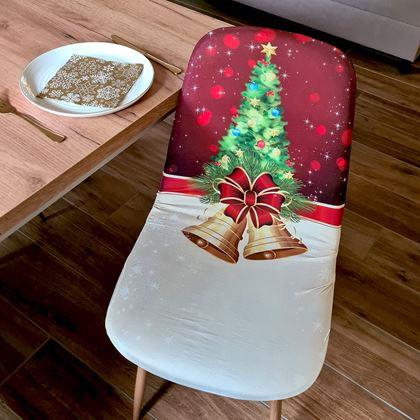 Kép valamiből Karácsonyi motívumú székborítás  - karácsonyfa harangokkal