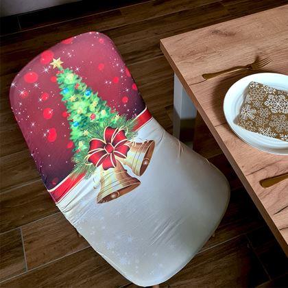 Kép valamiből Karácsonyi motívumú székborítás  - karácsonyfa harangokkal