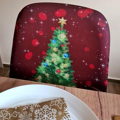 Kép valamiből Karácsonyi motívumú székborítás  - karácsonyfa harangokkal