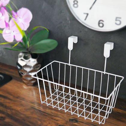 Kép valamiből Ajtóra akasztható fém kosár  -  fehér