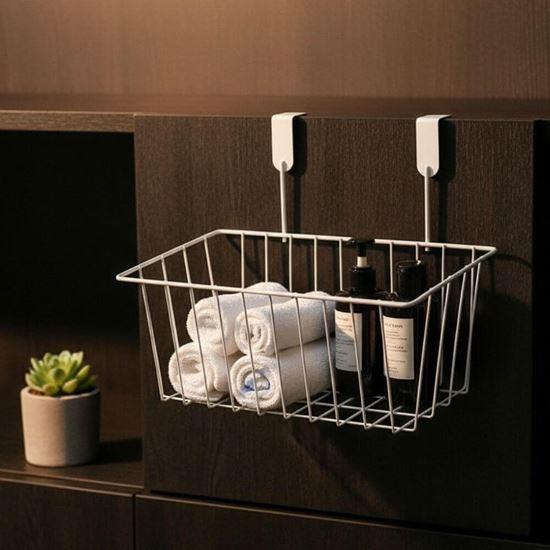 Kép valamiből Ajtóra akasztható fém kosár  -  fehér