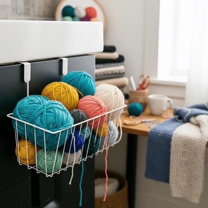 Kép valamiből Ajtóra akasztható fém kosár  -  fehér