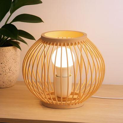 Kép Bambusz asztali lámpa LED izzóval, meleg fehér