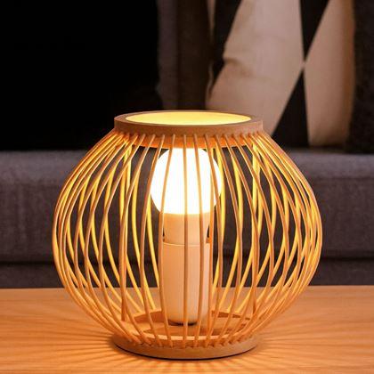 Kép valamiből Bambusz asztali lámpa LED izzóval, meleg fehér