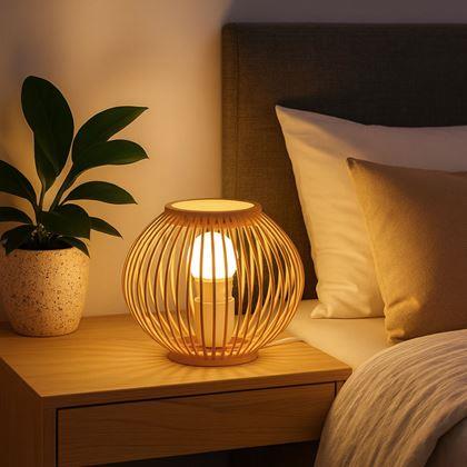 Kép valamiből Bambusz asztali lámpa LED izzóval