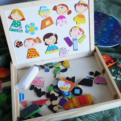 Kép valamiből Fából készült mágnestábla - figurákkal