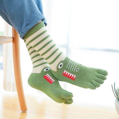 Kép valamiből Gyerek lábujjas zokni - méret: 15-19 cm - krokodil