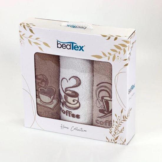 Kép valamiből 3 darabos frottír törölköző ajándékszett - kávé