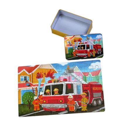 Kép valamiből Gyermek puzzle dobozban  -  tűzoltók