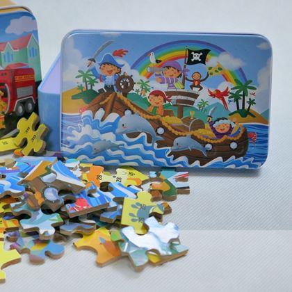 Kép valamiből Dětské puzzle v plechové krabičce - piráti