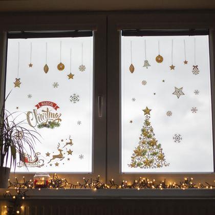 Kép valamiből Karácsonyi ablakmatricák - arany díszek