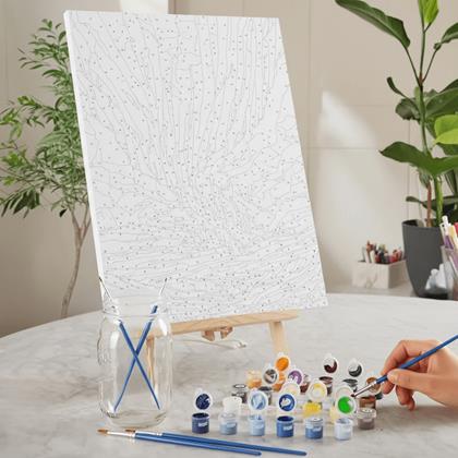 Kép valamiből Számozott kifestő, vakrámára feszített vászon - sarki fény