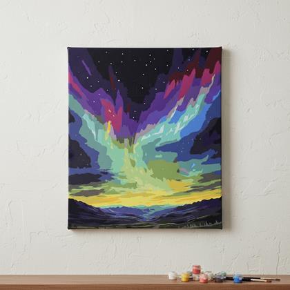 Kép valamiből Számozott kifestő, vakrámára feszített vászon - sarki fény