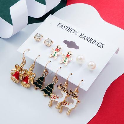 Kép valamiből Karácsonyi fülbevaló 6 pár  -  zöld szett