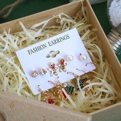 Kép valamiből Karácsonyi fülbevaló 6 pár  -  zöld szett