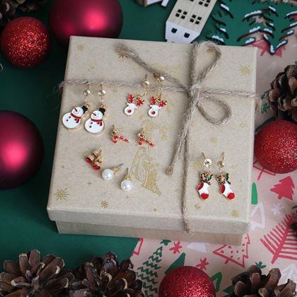 Kép valamiből Karácsonyi fülbevaló 6 pár  -  piros szett