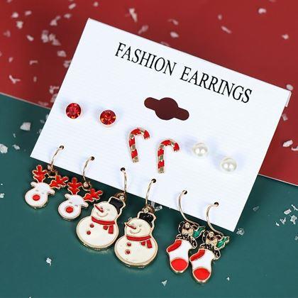 Kép valamiből Karácsonyi fülbevaló 6 pár  -  piros szett