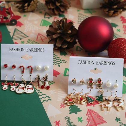 Kép valamiből Karácsonyi fülbevaló 6 pár  -  zöld szett