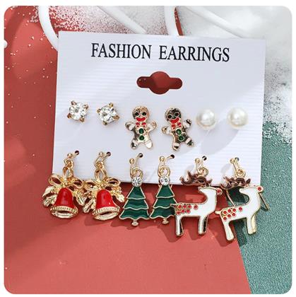 Kép valamiből Karácsonyi fülbevaló 6 pár  -  zöld szett