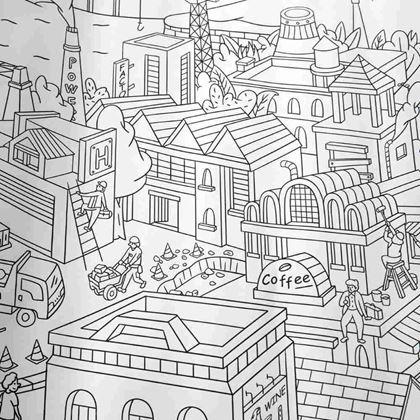 Kép valamiből 10 m-es tekercses színező -  város