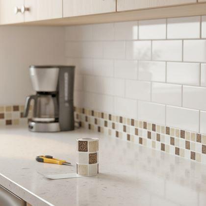 Kép valamiből Öntapadós mozaik szegély - barna keverék