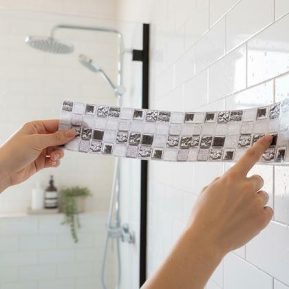 Kép valamiből Öntapadós mozaik szegély - szürke keverék