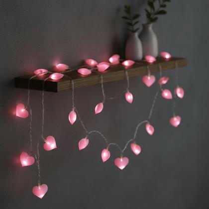 Kép valamiből LED fénylánc - rózsaszínű szívek