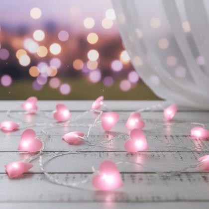 Kép valamiből LED fénylánc - rózsaszínű szívek
