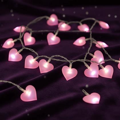 Kép valamiből LED fénylánc - rózsaszínű szívek